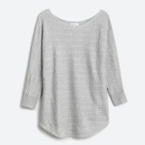 NWT Market & Spruce Reviera Cable Knit Dolman Pullover Grey Size XL - Picture 4 of 11